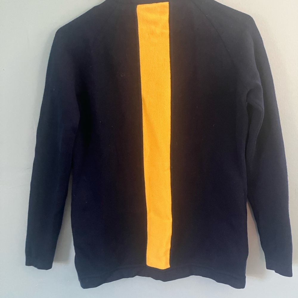 Navy and Yellow Men's Sweater